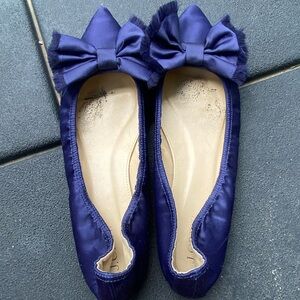 J.Crew navy blue satin ballet flats